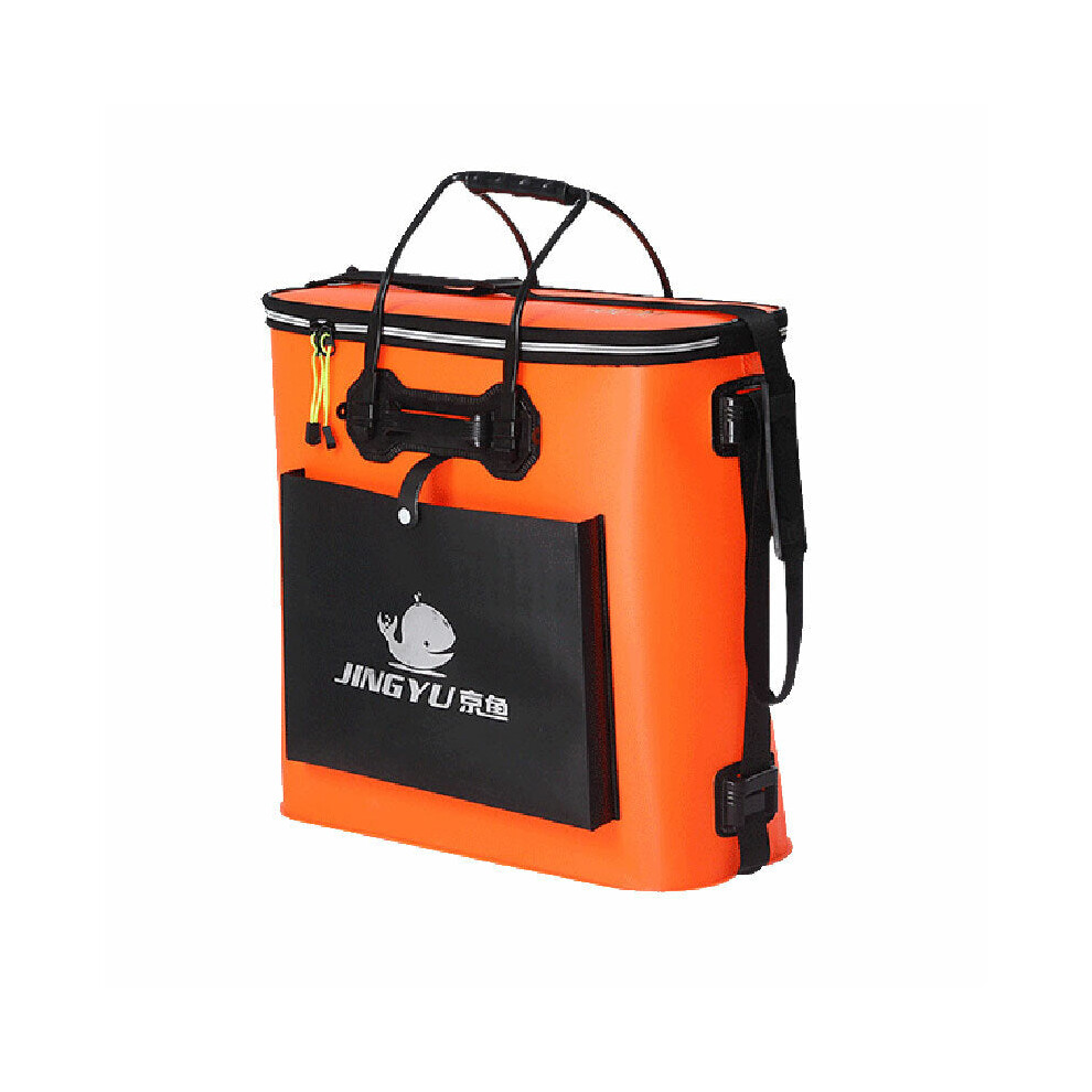 (Orange, 2#) Portable Folding Fish Wear Bucket Outdoor EVA Fishing Tackle Boxes with Handle Fishing Bags Outdoor Fishing Water Tank