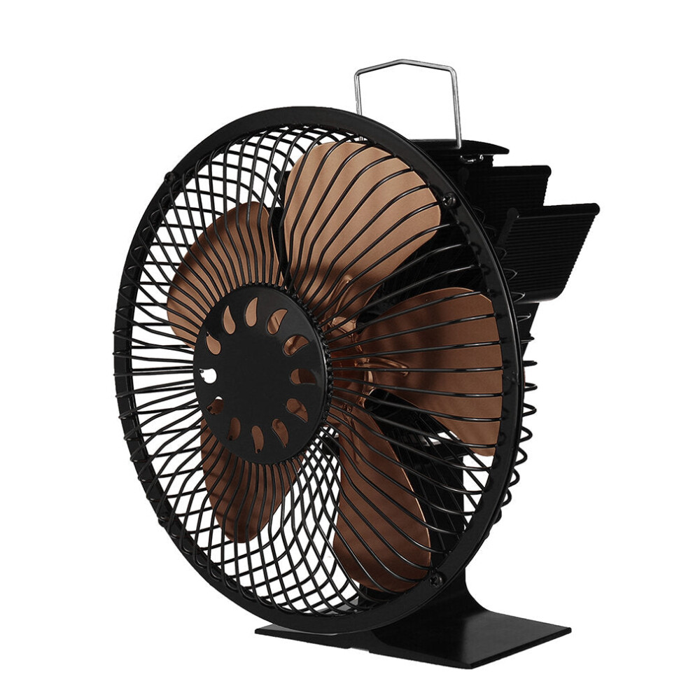 (Coffee) 5 Leaves 5 Colors Large Air Volume Heater Stove Fireplace Fan Hot Wind with Cover