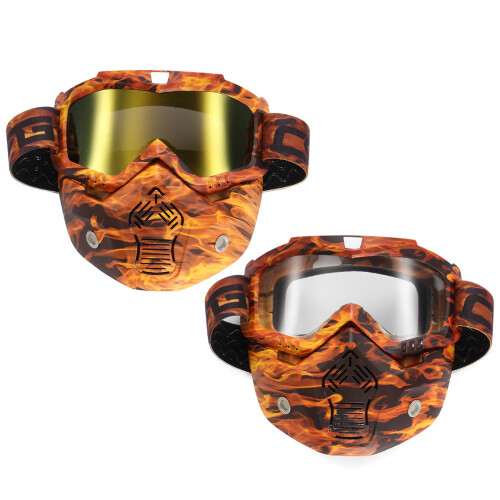 (Clear) Detachable Modular Mask Shield Goggles Full Face Protect For Motorcycle Helmet 1