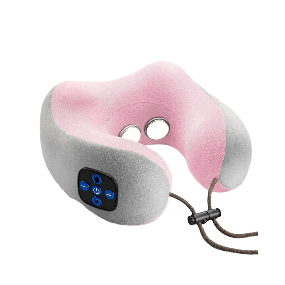 (Pink, Kneading type) U Shade Pillow Electric Massage Neck Support Vibrating Kneading Charging Neck Pillow