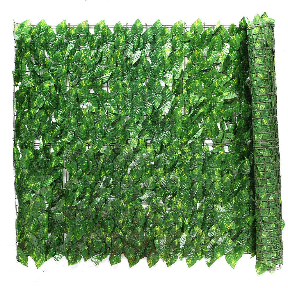 (Evergreen leaves) 3x1M Outdoor Artificial Faux Ivy Leaf Privacy Fence Screen Decor Panels Hedge Garden Wall Cover