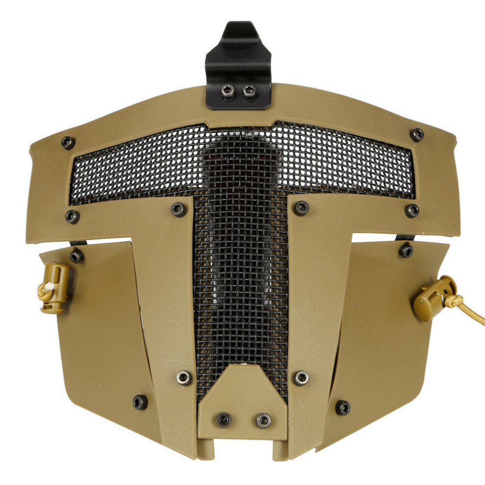 (Tan) Outdoor Iron Warrior Hunting Tactical Face Mask Steel Mesh