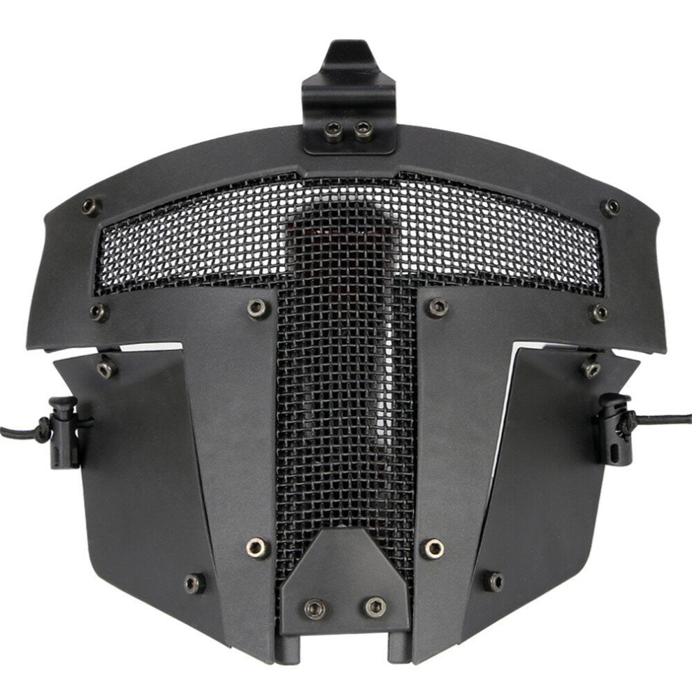 (Black) Outdoor Iron Warrior Hunting Tactical Face Mask Steel Mesh