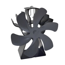 (Grey) Fireplace Fan 6 Blades Heat Powered Stove Fan Top Burner Fireplace Silent Eco Heater Fan Home Efficient Heat Distribution