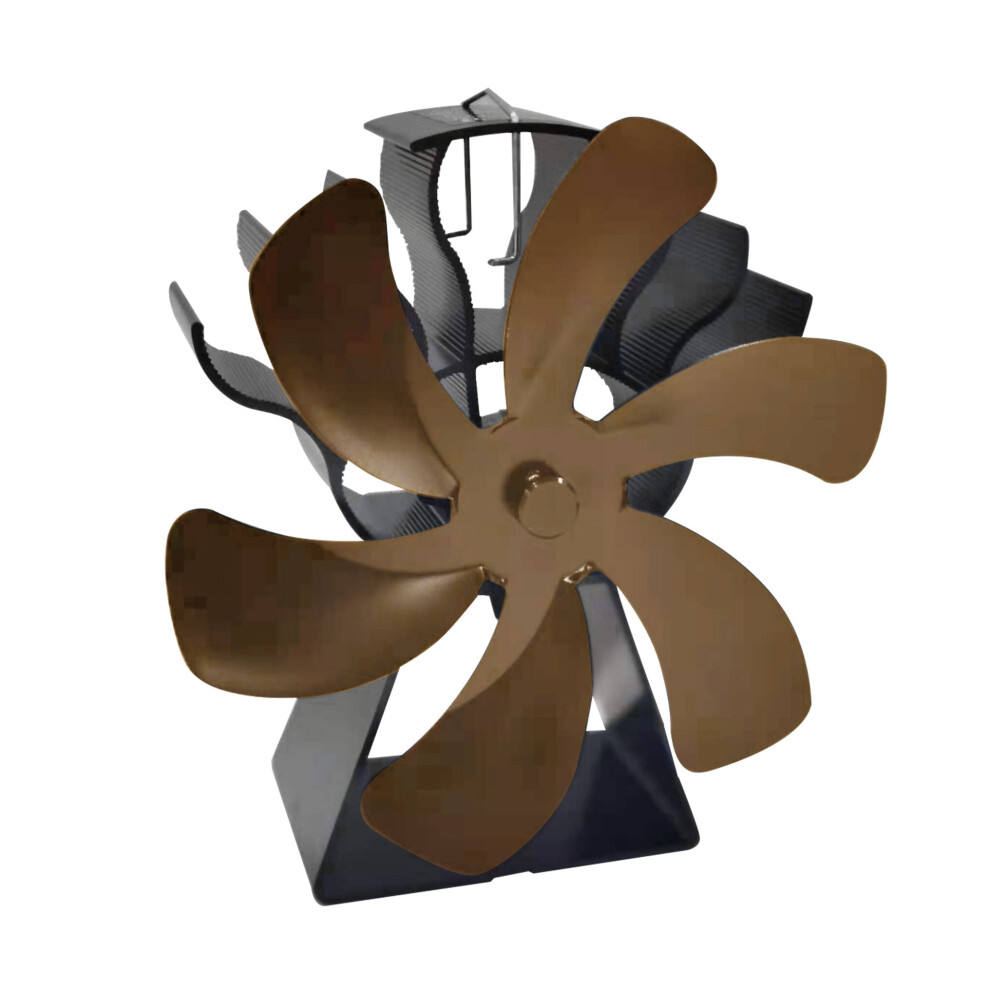 (Bronze) Fireplace Fan 6 Blades Heat Powered Stove Fan Top Burner Fireplace Silent Eco Heater Fan Home Efficient Heat Distribution