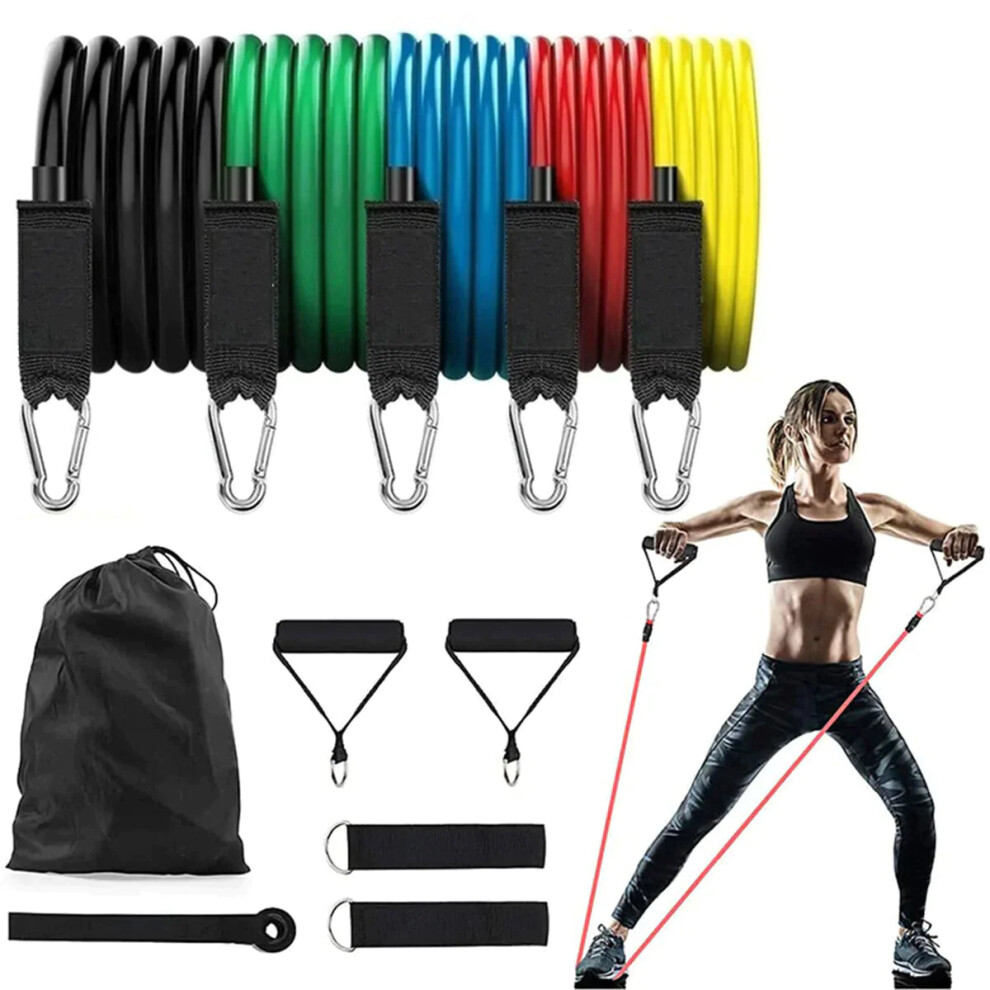 11 Pcs/Set 150lbs Resistance Bands Latex Exercise Pull Rope Expander Home Gym Training Fitness Equipment