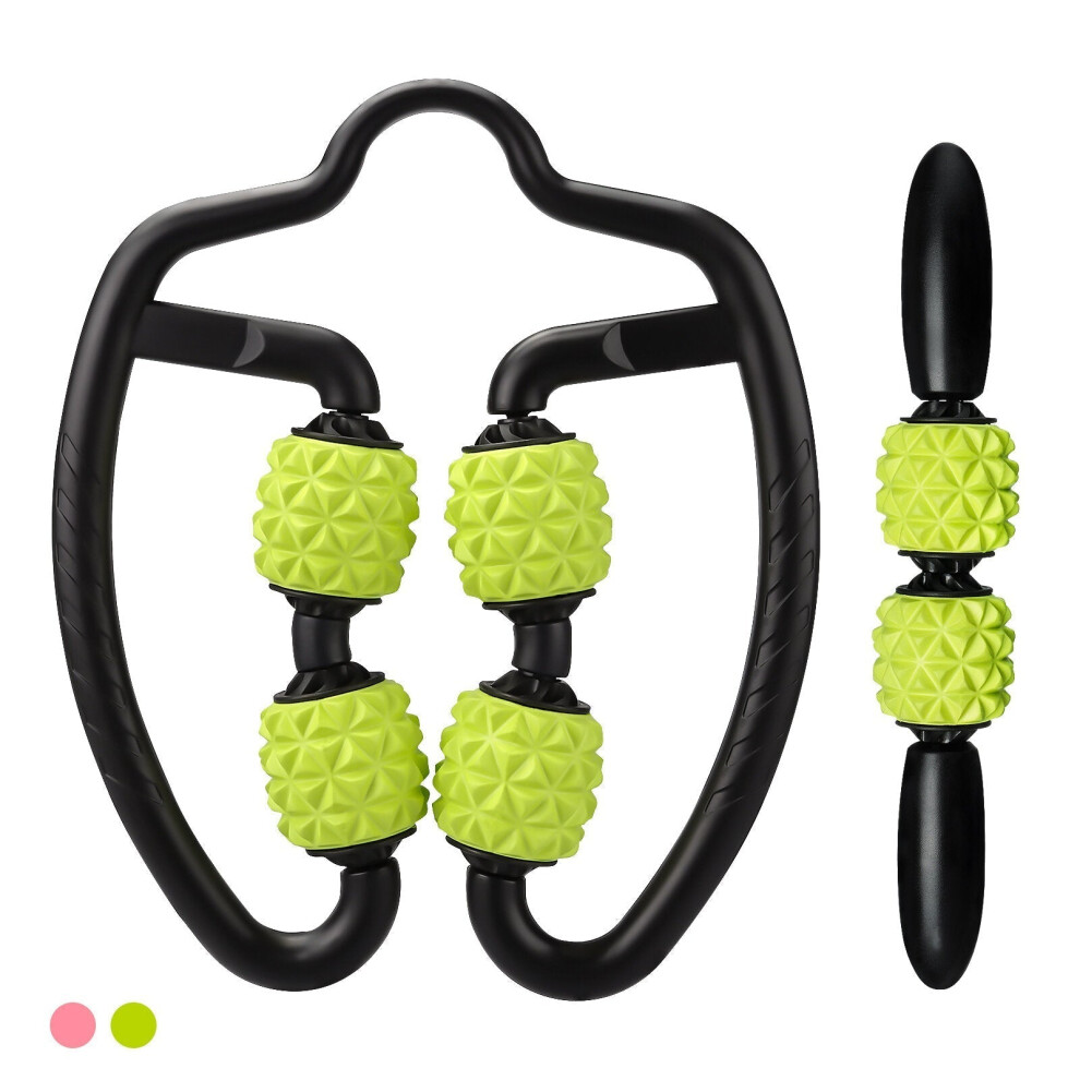 (Green) U-shape Muscle Roller Flexible Trigger Point Massage for Arm Leg Neck Muscle Fitness Yoga with Roller Stick