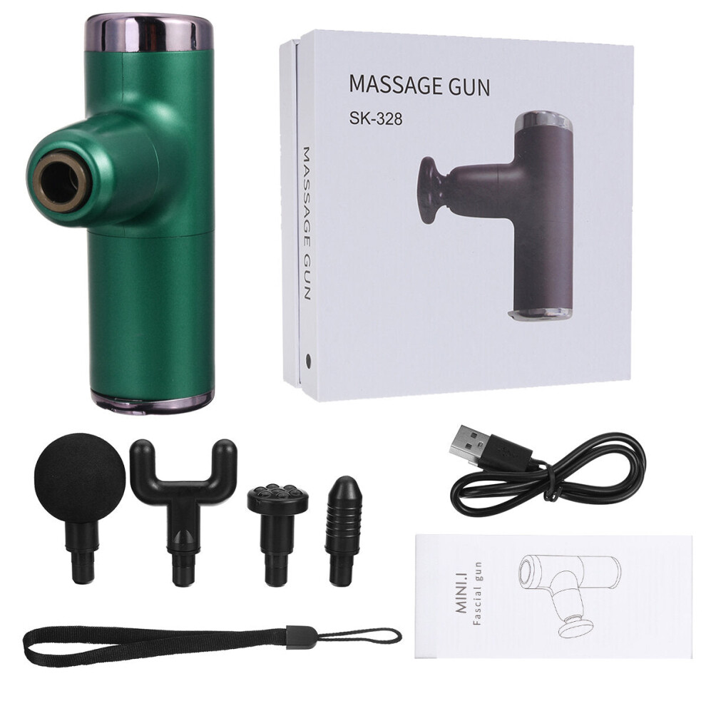 (Green) 4- Modes Mini Massager USB-C Charging Percussion Massager Muscle Relaxing Therapy Deep Tissue Massage Device