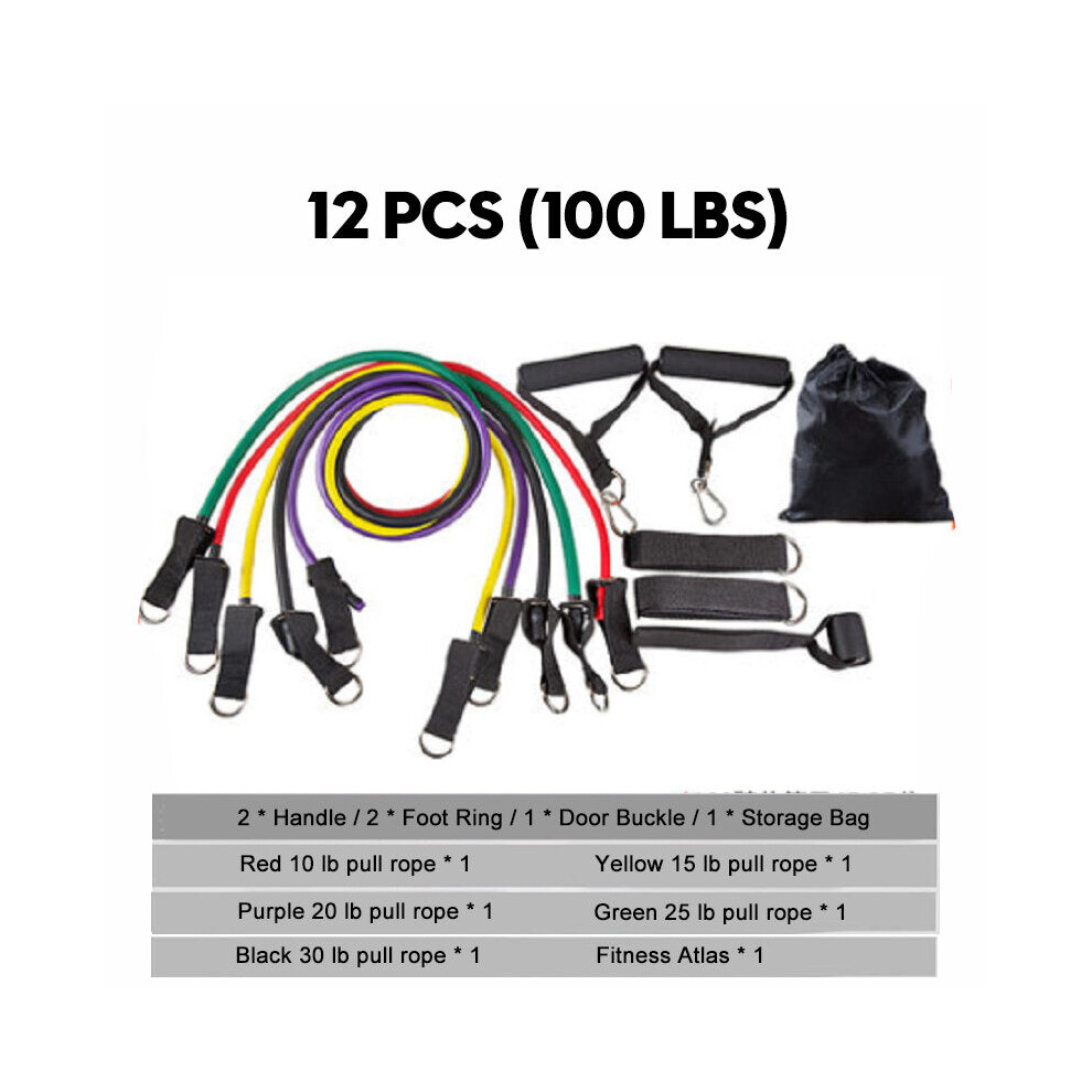 (C) 10-16Pcs/Set Resistance Bands Yoga Rubber Tubes Home Fitness Pull Rope Gym Exercise Tool