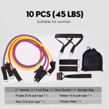 (A) 10-16Pcs/Set Resistance Bands Yoga Rubber Tubes Home Fitness Pull Rope Gym Exercise Tool