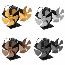 (Black) 10 Blades Fireplace Eco Fan Thermal Fire Heater Power Wood Stove Fan Household