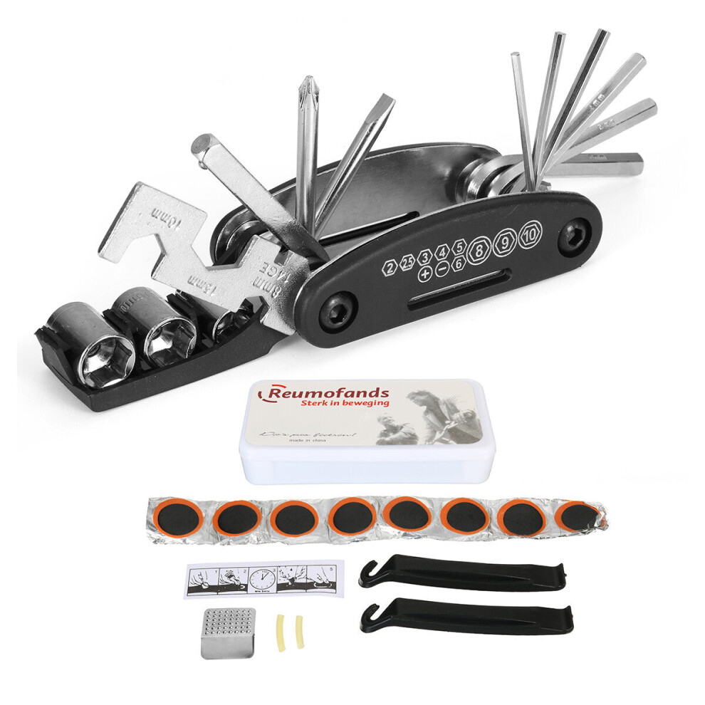 (B) 16 In 1 Multi-Function Bike Repair Tool Kit Grinding Film Torque Wrench Screwdriver