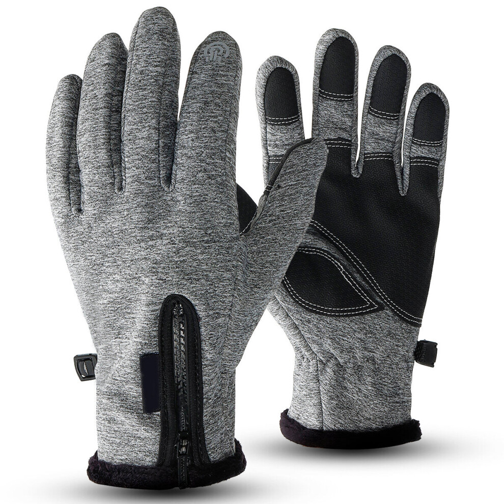 (Gray) Waterproof Winter Warm Thermal Gloves Ski Snow Snowboard Cycling Touch Screen