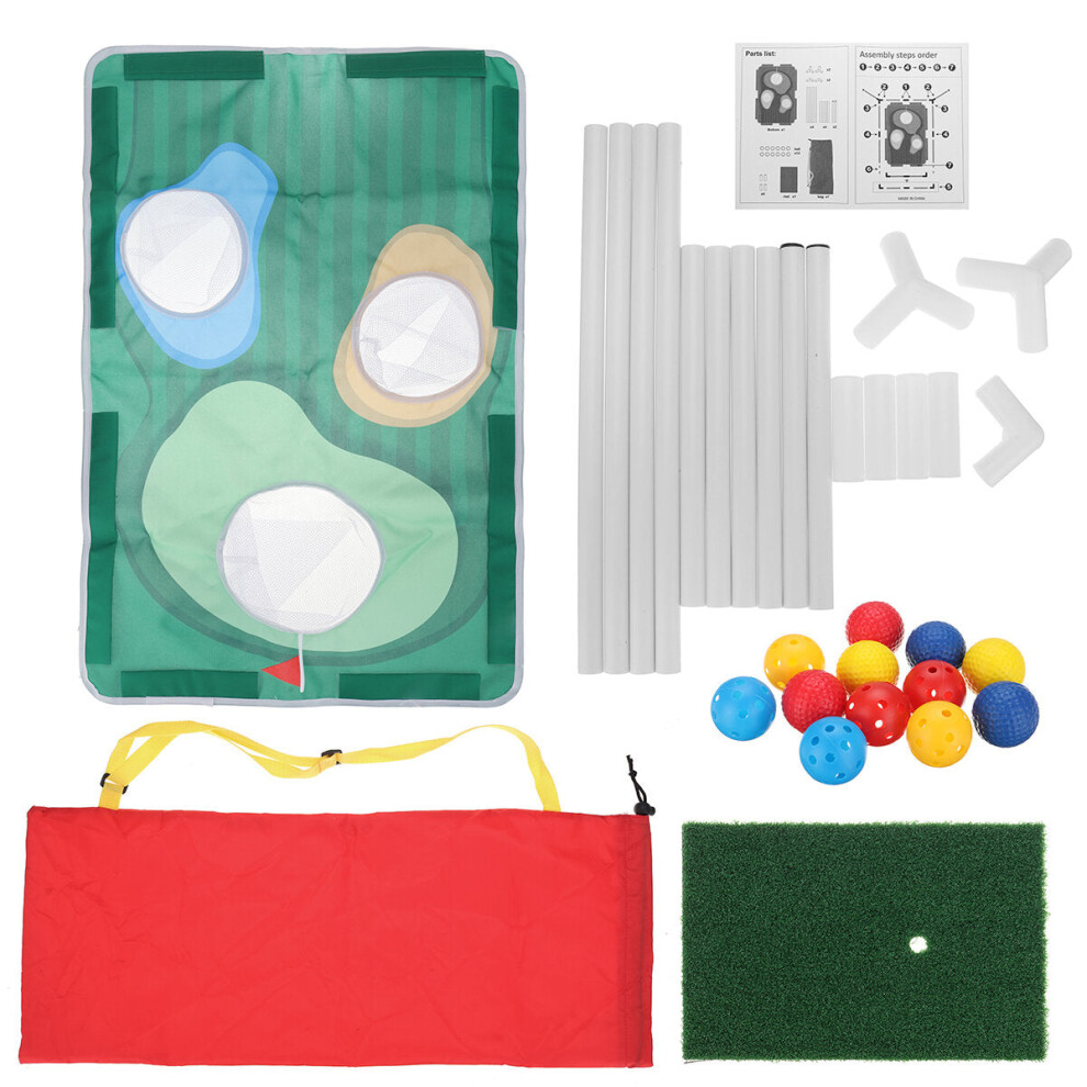(Set) Golf Chipping Practice Board With Net Golf Pitching Cages Mats Kit Set Golf Training Aids for Indoor Outdoor