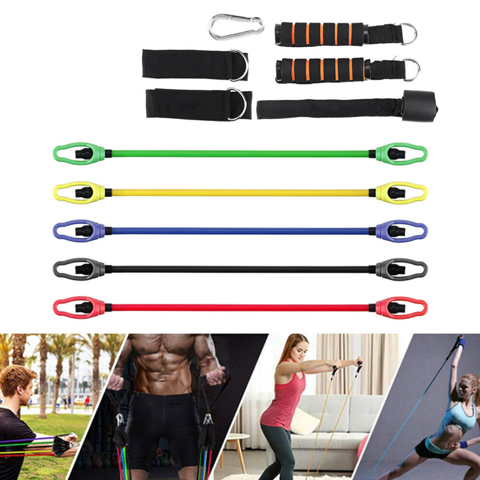 (Yellow) 11 Pcs Fitness Resistance Bands Set Pilates Pull Rope Exercises Elastic Band