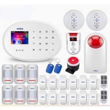 (App remote control receive message) WIFI GSM Smart Home Security Alarm System with 2.4 Inch TFT Touch Panel APP Control Wireless Sensor Burglar Smoke Detector