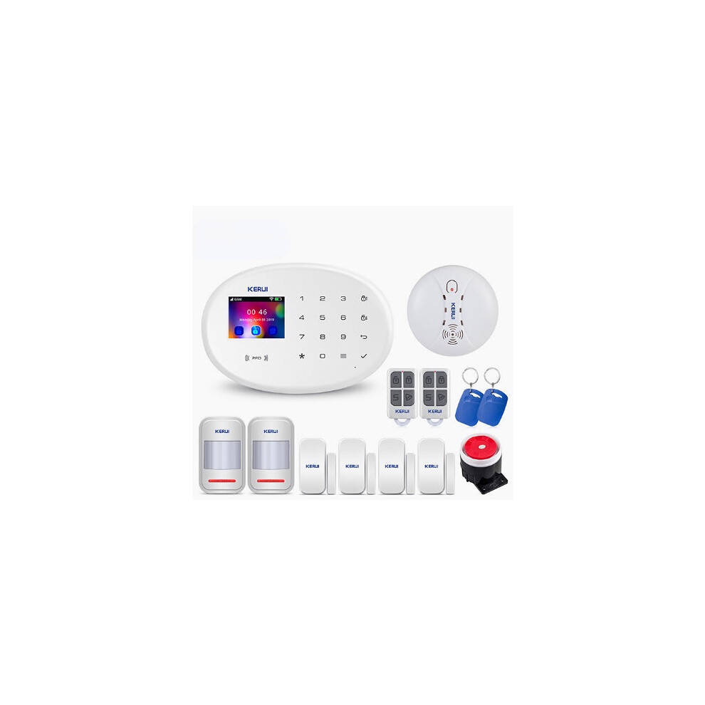 (voice prompt easy to operate) WIFI GSM Smart Home Security Alarm System with 2.4 Inch TFT Touch Panel APP Control Wireless Sensor Burglar Smoke Detec