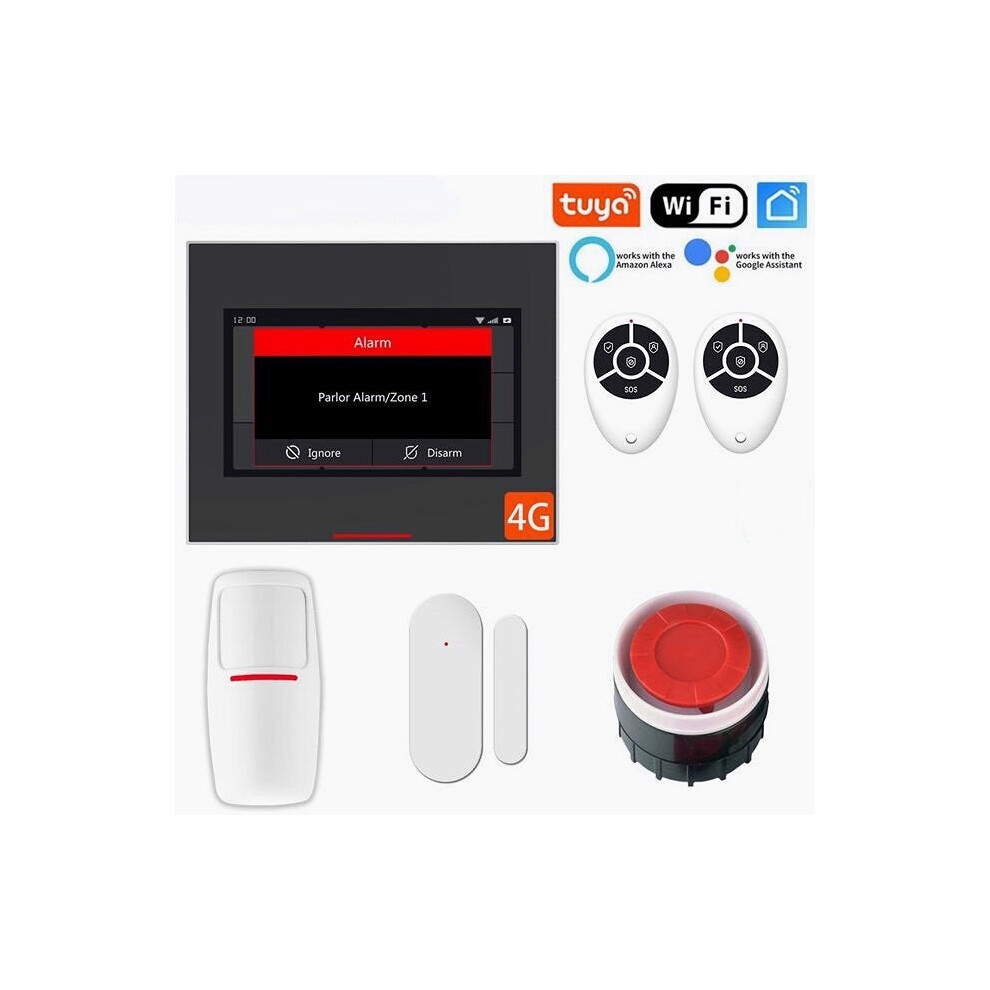 (UK Plugkits) Wireless Wifi Smart Home Security Burglar Alarm System Kits Compatible with Alexa Support IOS & Android APP