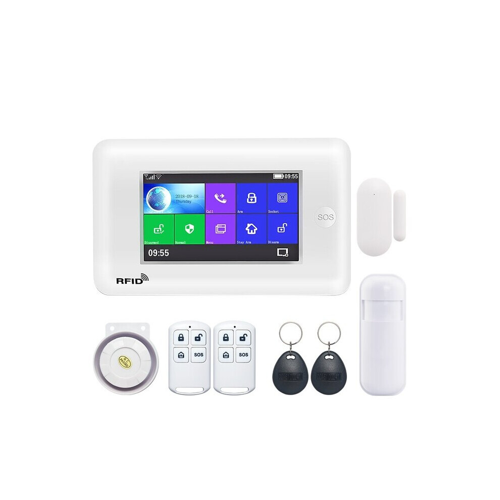 (UK Plug, Type 1) WiFi GSM GRRS Wireless Alarm System WiFi Intruder Security Alarm Kit APP Control for Android and iOS Smart Phone