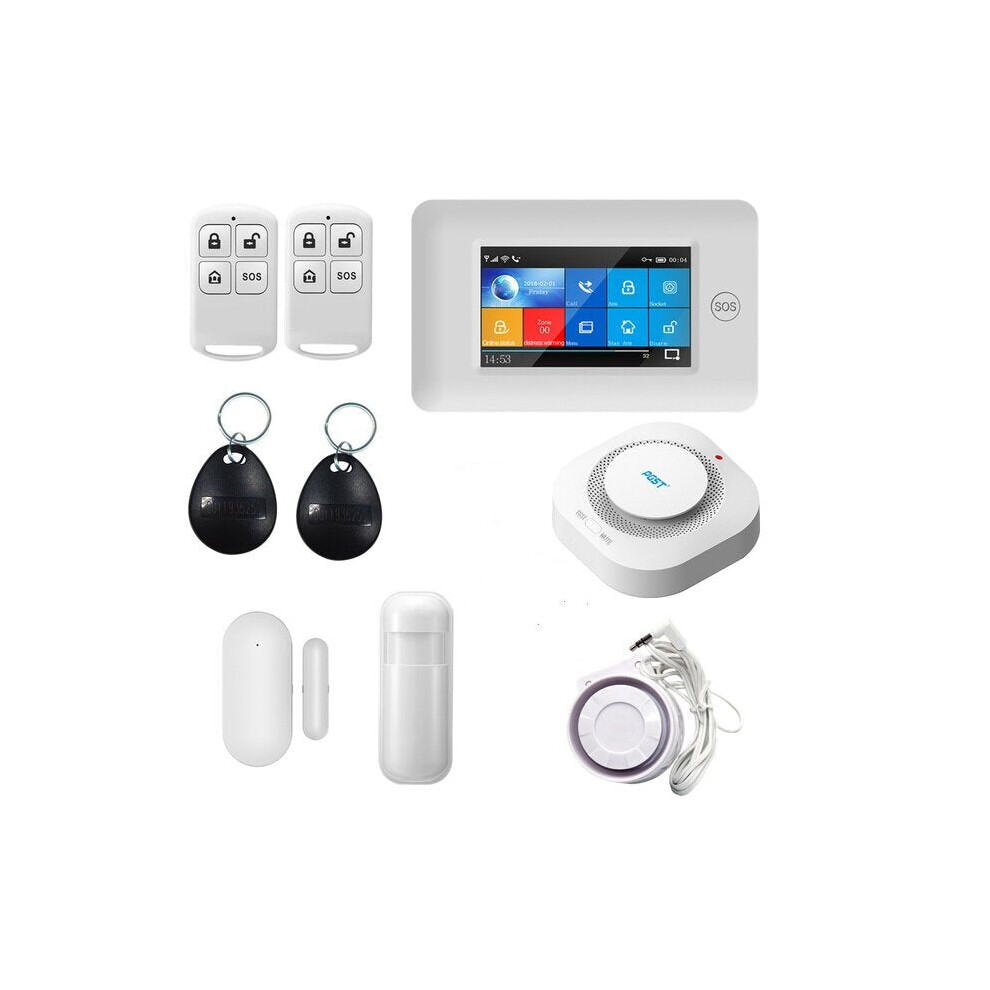 (UK Plug, Type 4) WiFi GSM GRRS Wireless Alarm System WiFi Intruder Security Alarm Kit APP Control for Android and iOS Smart Phone