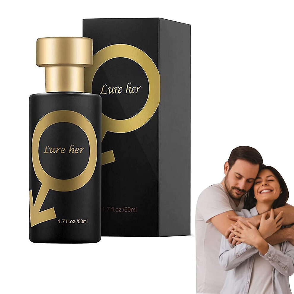 (for men, 2 pcs) Golden Lure Pheromone Perfume, Lure Her Perfume For Men, Pheromone Cologne For Men Attract Women, Romantic Pheromone Glitter Perfume