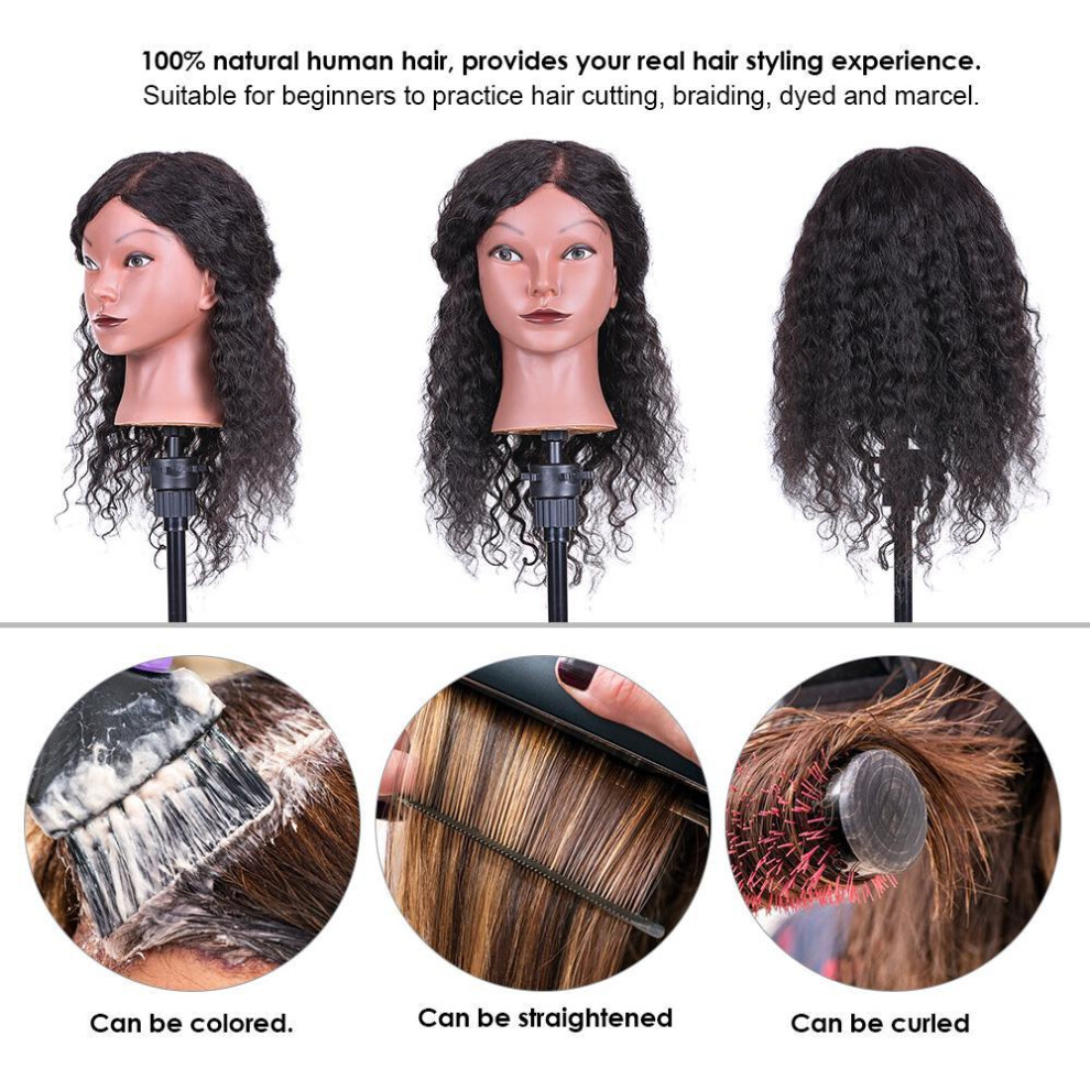 Curly Hair Mannequin Head Hairdressing Training Head Hair Styling Practice Hair Braiding Dummy Head
