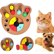 Pet Intelligence Toy Iq Interactive Fun Hide And Seek Food Treated Train Dispensing Puzzle Wooden Toy for Small Or Medium Dog Cat (paw)
