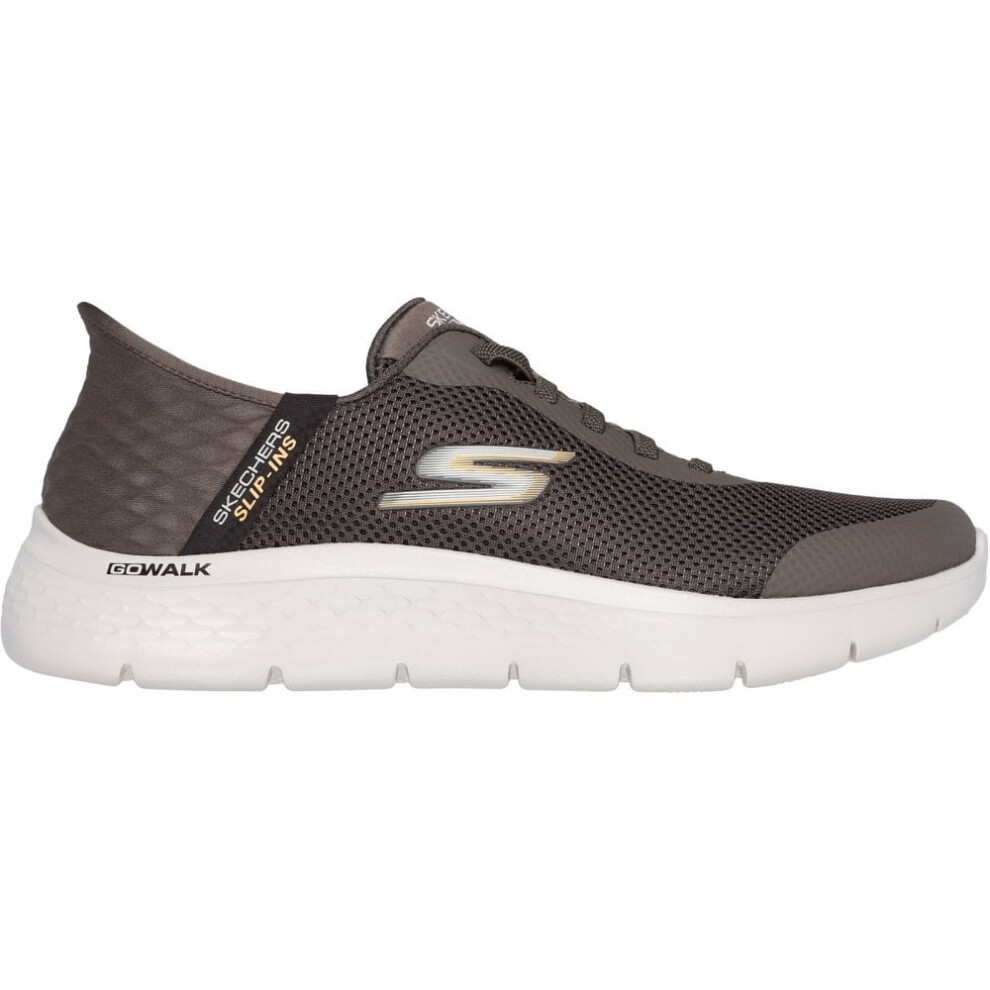 (12 (Adults')) Slip-ins: GO WALK Flex - Hands Up | Brown | Men's Adjustable Slip-on Trainers
