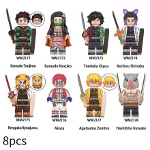 8pcs/set Demon Slayer Anime Figure Assembled Mini Building Block Action Figures Toys for Kids Gift