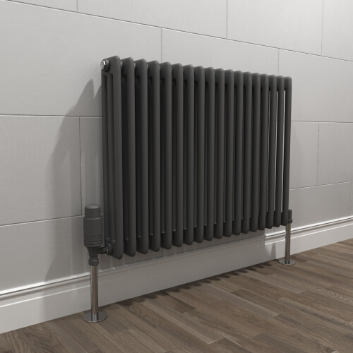 NES Home Traditional Radiator 600 X 828 mm Horizontal Triple Column Matte Black
