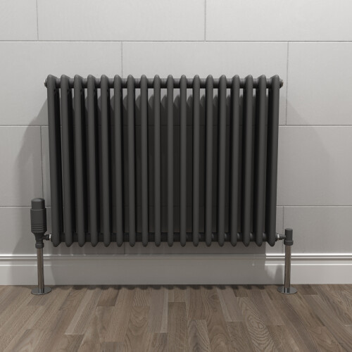NES Home Traditional Radiator 600 X 828 mm Horizontal Triple Column Matte Black 2