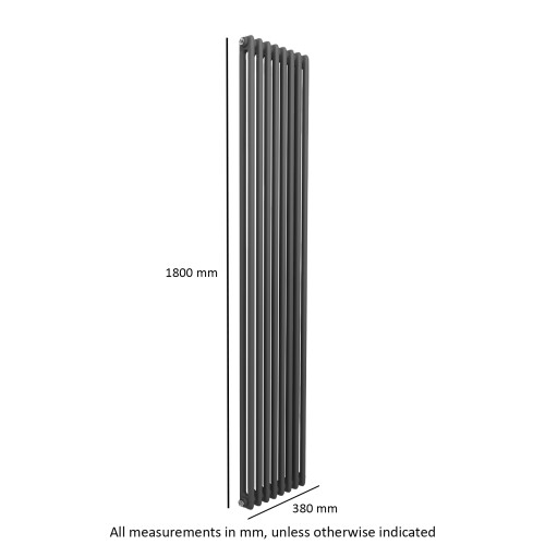 NES Home Traditional Radiator 1800 X 380 mm Vertical Double Column Matte Black 1