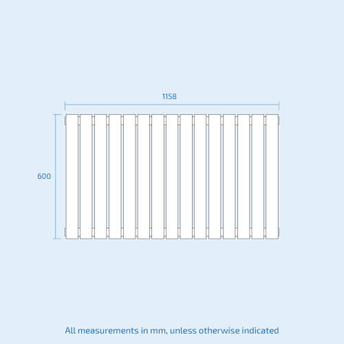 NES Home Horizontal Double Flat Panel Matte Black Designer Radiator 600 X 1158mm 1