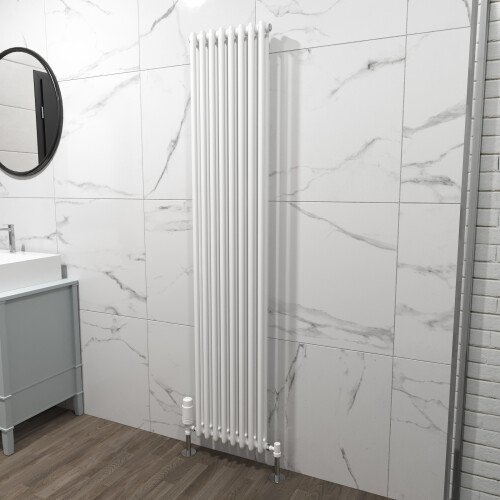 NES Home Traditional Radiator 1800 X 380 mm Vertical Double Column White 1