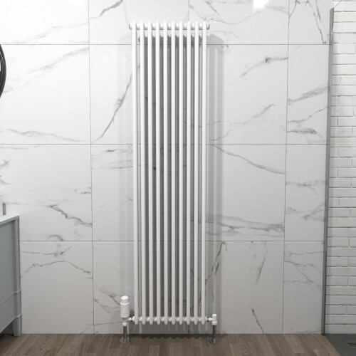 NES Home Traditional Radiator 1800 X 470 mm Vertical Double Column White 2