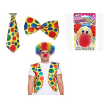 6pcs/set Of Clown Clothing Supplies-clown Shoes Vest Red Nose Rainbow Clown Wig