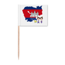Cambodia Map Villain National Flower Toothpick Flags Marker Topper Party Decoration