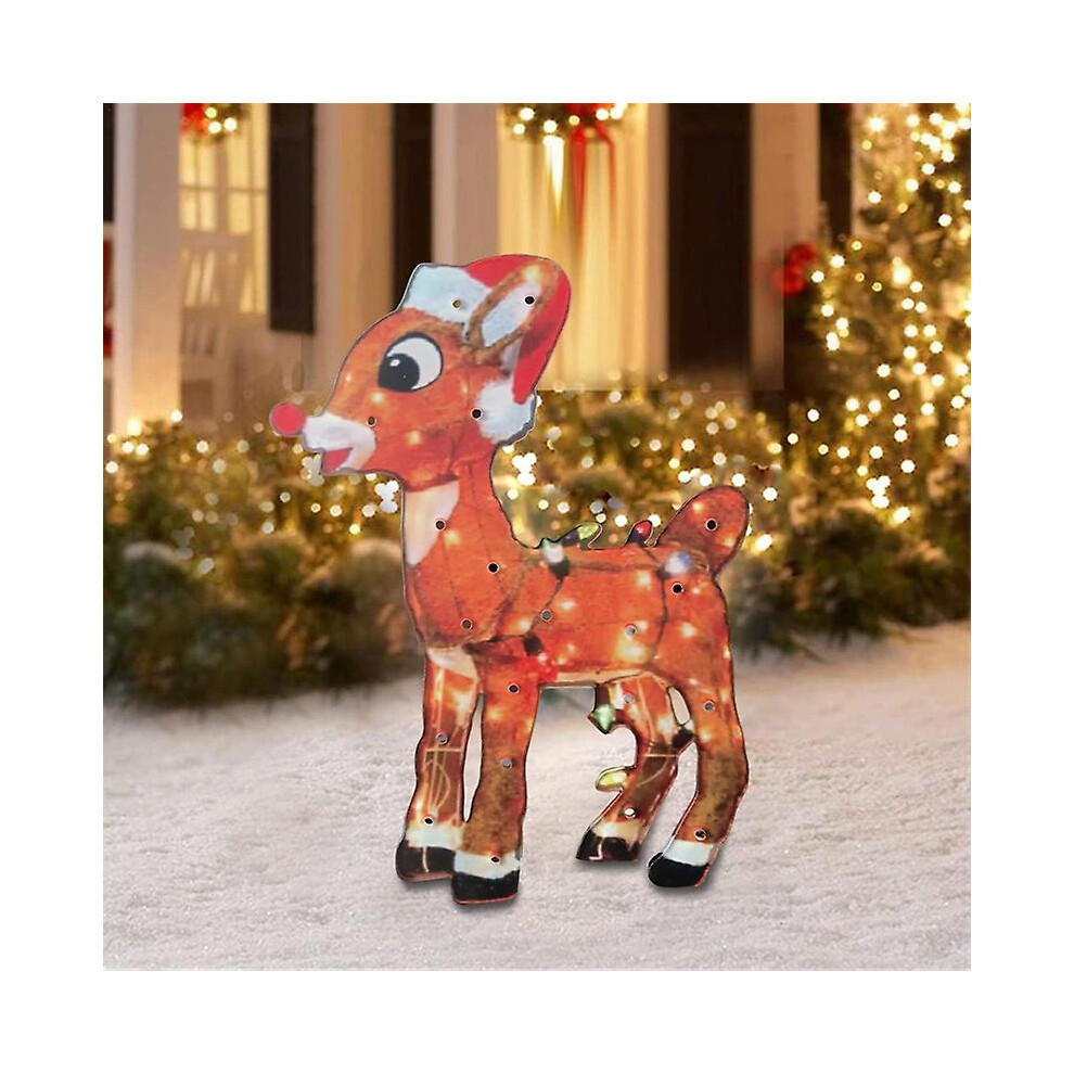 (Q3) 2d Christmas Dog With Led Lights Yard Decoration With Acrylic Garden Stake