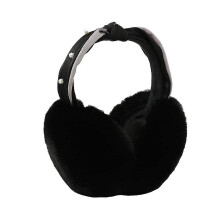 (Black) Winter Warm Ear Muffs For Women Ladies Girls Soft Faux Fur Plush Ear Warmers Foldable Headband Earmuffs