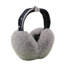 (Grey) Winter Warm Ear Muffs For Women Ladies Girls Soft Faux Fur Plush Ear Warmers Foldable Headband Earmuffs