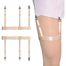 (Beige) Men Shirt Stays 1 Pair Shirt Garters For Men Elastic Adjustable Shirt Holders