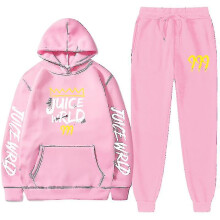 (L, pink) New Juice World Hoodie Suit Sweatshirt + Jogging Pants Juice Wrld Juice Wrld Juice Wrld Trap Rap Rainbow Tomography Juice Wrld