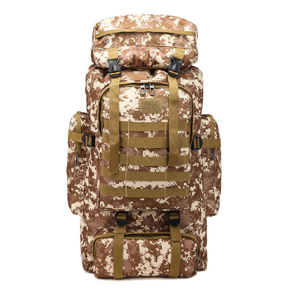 (Desert Camouflage) 80L Molle Tactical Bag Outdoor Traveling Camping Hiking Military Rucksacks Backpack Camouflage Bag