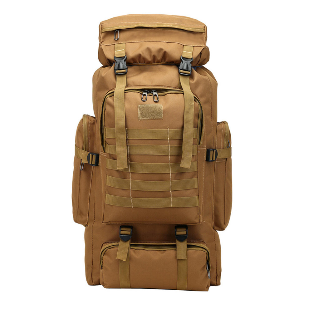 (Khaki) 80L Molle Tactical Bag Outdoor Traveling Camping Hiking Military Rucksacks Backpack Camouflage Bag