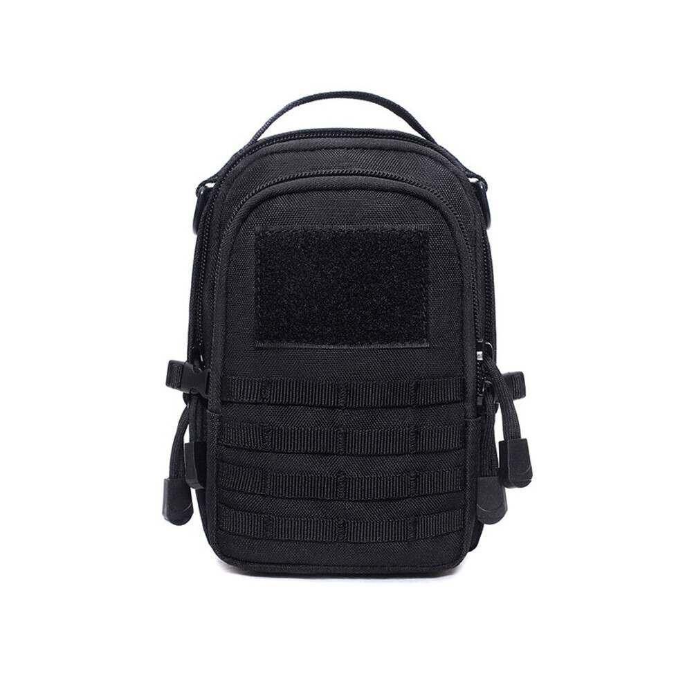 (Black) 8'' Nylon Tactical Molle Phone Pouch Waist Pack Bag Combat Military EDC Gadget Hunting Pouch Outdoor Camping Bags Equipment