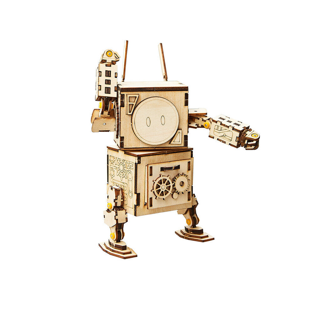 (NO3) Wooden DIY Assembling Robot Decoration Toys Model Building