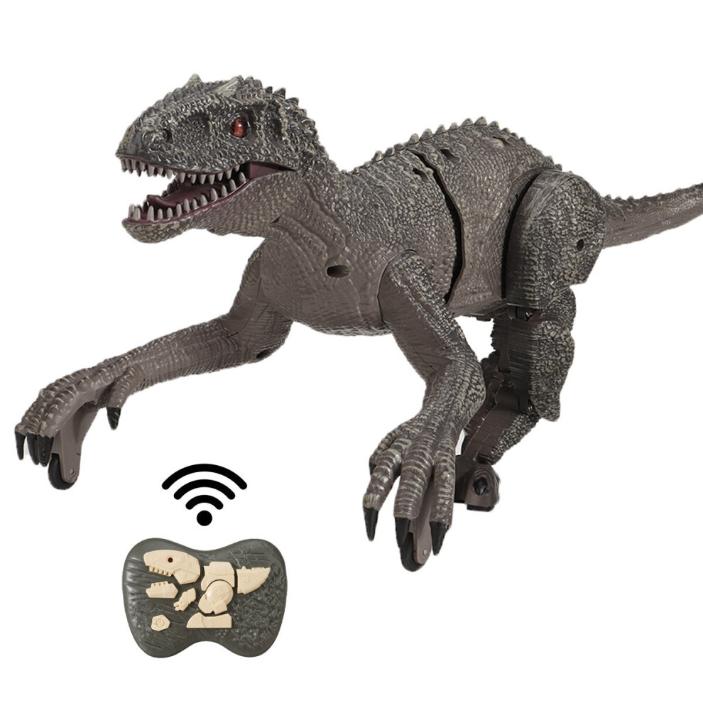 (Silver) Simulation Tyrannosaurus Rex Electric Walking Remote Control Jurassic Dinobot Model with Sound and Lights Toy for Kids Gift