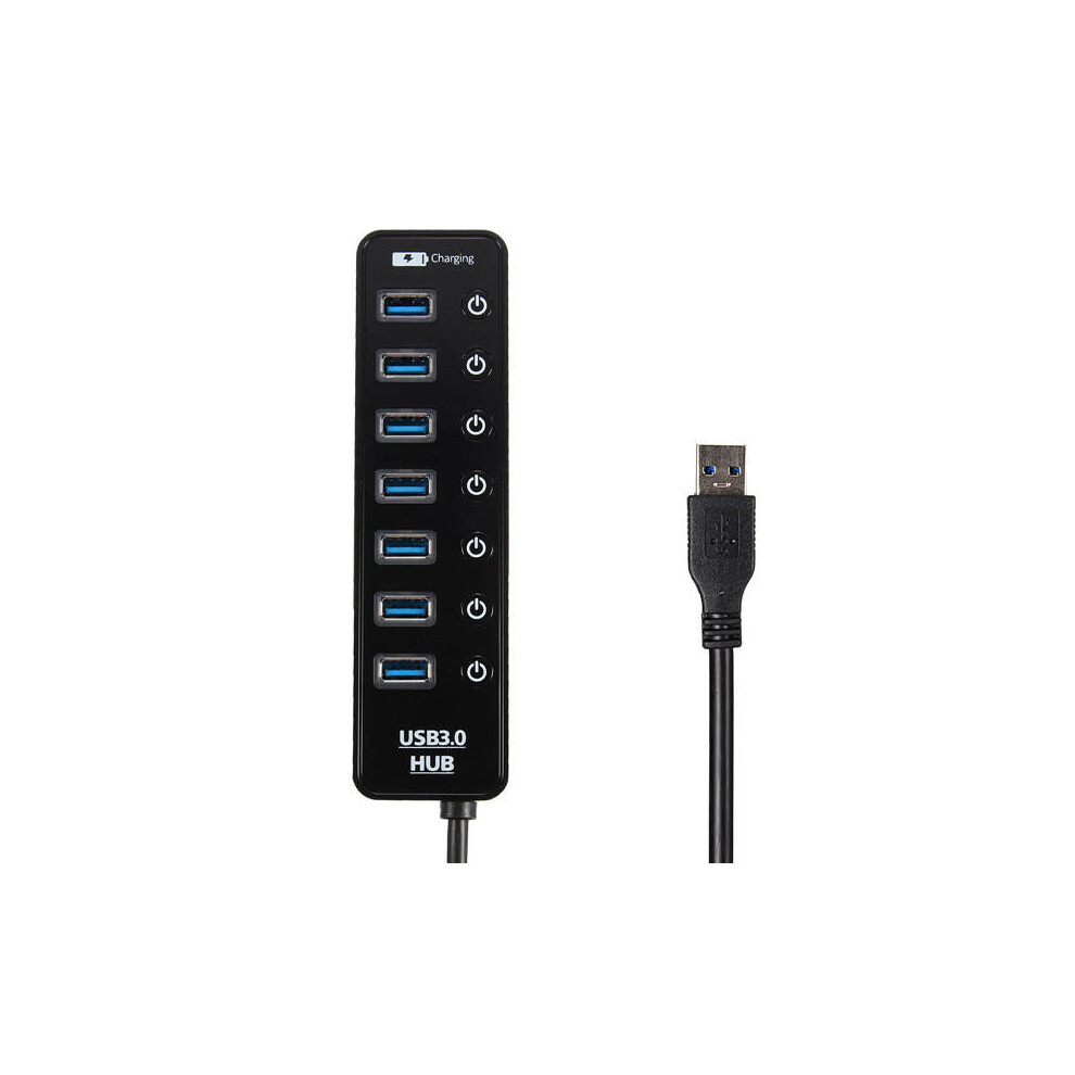 7 Ports USB 3.0 Hub Splitter LED Adapter Charging Port Switch