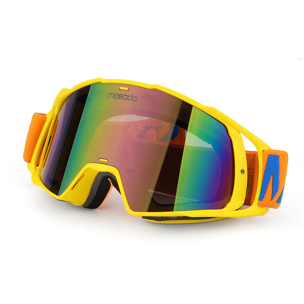 (Yellow) Outdoor Skiing Skating Goggles Snowmobile Glasses Windproof Anti-Fog UV Protection