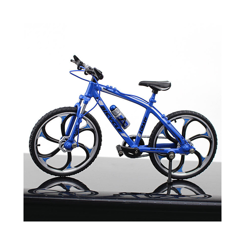 (Blue) 1:10 Mini Bike Model Openable Folding Mountain Bicycle Bend Racing Alloy Model Toys